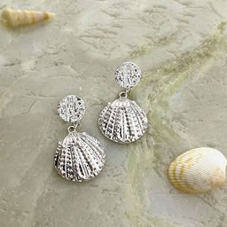 Accessorize Silver Seashell Drop Earrings-picture-1