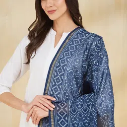 Fabindia Ethnic Motifs Printed Cotton Silk Dupatta image 3