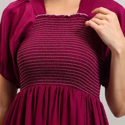 Jash Creation Puff Sleeve Crepe Fit & Flare Midi Dress image 2