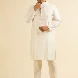 Manyavar Plus Size Floral Woven Design Zari Work Straight Kurta With Pyjama-picture-10