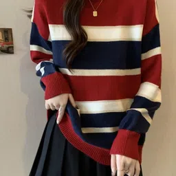 KPOP Women Striped Pullover-picture-37
