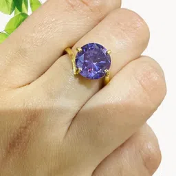 elitemart Unisex Gold-Plated Brass Amethyst Finger Ring-picture-25