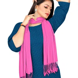 EBADAT Viscose Rayon Pink Solid Dupatta image 2