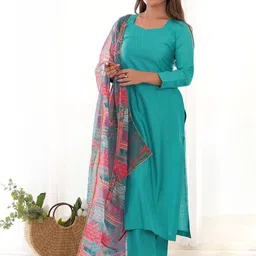 YAMUNE Women Ethnic Motifs Regular Pure Silk Kurta with Palazzos & With Dupatta-picture-17