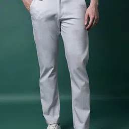 Crimsoune Club Men Self Design Slim Fit Chinos Trousers image 1