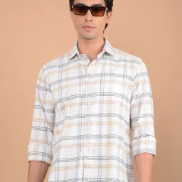 Crimsoune Club Men Spread Collar Checked Cotton Slim Fit Casual Shirt-picture-41