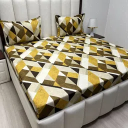 Pure Decor Geometric King Bedsheet with 2 Pillow Covers-picture-11