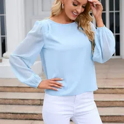VS MALL Puff Sleeve Georgette Top image 2