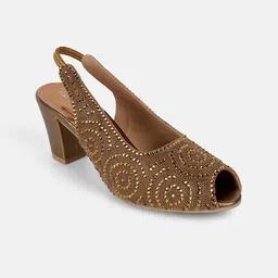 Mochi Women Embellished Block Heel Peep Toes image 4