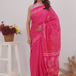 Vanedik Floral Pure Cotton Block Print Saree-picture-16