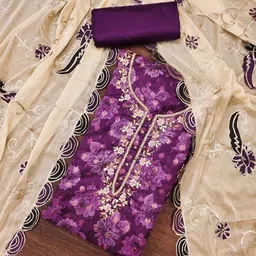 Maroosh Floral Embroidered Thread Work Unstitched Dress Material-picture-29