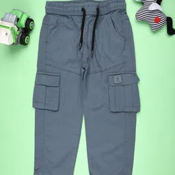 V-Mart Boys Textured Self Design Mid-Rise Cotton Cargos-picture-34