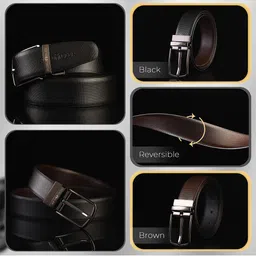 JND Men Textured Leather Reversible Belt image 5