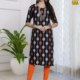 HERE&NOW Women Pack Of 2 Printed Round Neck Straight Kurta-picture-17