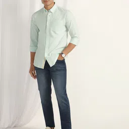 Blackberrys Men India Slim Fit Button-Down Collar Solid Cotton Casual Shirt image 3