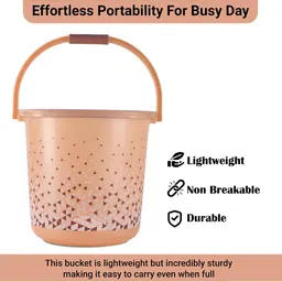 Kuber Industries Brown Floral Printed Bath Bucket-18 L image 2