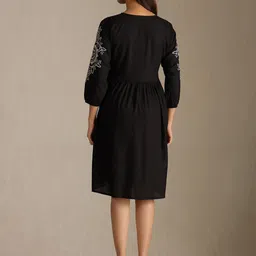 Soch Floral Embroidered Monochrome A-Line Ethnic Dress image 4