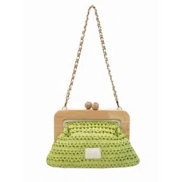 HIE Green Phoebe Clutches with Detachable Sling Chain-image-1