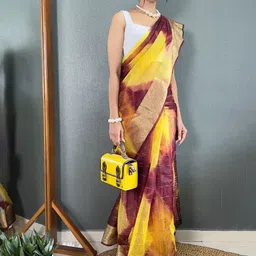 HERE&NOW Tie and Dye Zari Organza Kanjeevaram Saree image 2