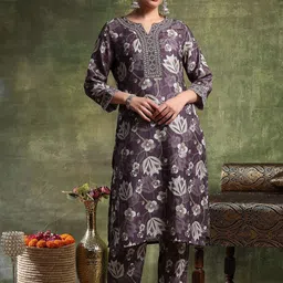 Nayam By Lakshita Women Floral Printed Thread Work Kurta with Palazzo-picture-39