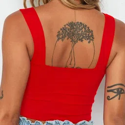 StyleCast Women Red Square Neck Crop Top image 4