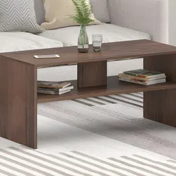 bluewud Brown Textured Wooden Rectangle Coffee Table-picture-16