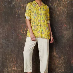 Melange by Lifestyle Floral Printed Shirt Collar Kurti image 5