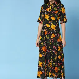 HERE&NOW Floral Print Crepe A-Line Maxi Dress image 3