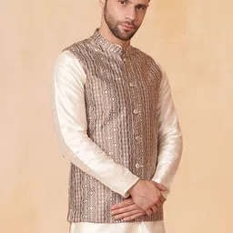 Jompers Woven Design Mandarin Collar Nehru Jacket image 4