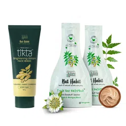Nat Habit Set of Tikta Face Wash - 100 g & 2 Fresh Hair NutriMask - 40 g each image 1