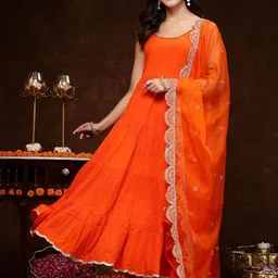 Stylum Women Tiered Kurta with Trousers & With Dupatta-picture-8