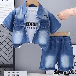 INCLUD Boys Short Sleeves Denim T-Shirt & Shirt With Shorts-picture-46
