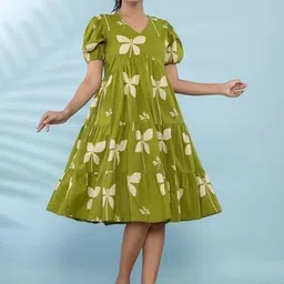 ROZLAND Women Floral Print Georgette Fit & Flare Midi Dress-picture-13