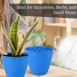 Kuber Industries 3-Pieces Blue Textured Planters image 4