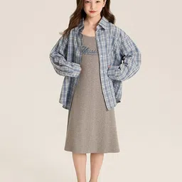 LULU & SKY Girls Typography Printed Sleeveless Strappy Midi A-Line Dress image 4