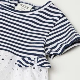 max Girls Striped Round Neck Pure Cotton Top With Trousers image 3