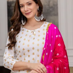 KALINI Women Ethnic Motifs Printed Regular Kurta with Trousers & With Dupatta image 2