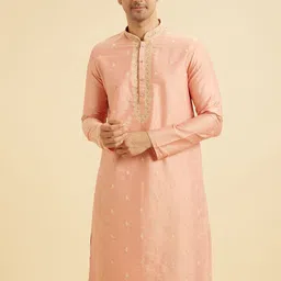 Manyavar Floral Embroidered Mandarin Collar Thread Work Straight Kurta With Pyjama image 2