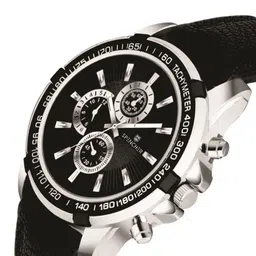 SPENCHER Men Leather Straps Analogue Watch SW New Non Chrono Full Black 3122 image 4