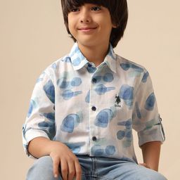 U.S. Polo Assn. Kids Boys Abstract Printed Spread Collar Cotton Casual Shirt-picture-17