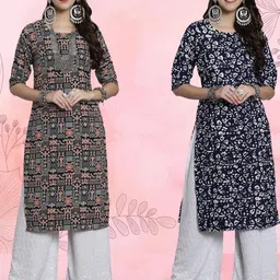 Ethnic basket Women Pack Of 2 Multicoloured Crepe Kurtas-picture-13