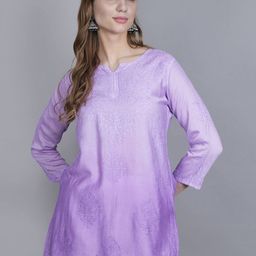NAZAQAT ETHNIC INDIA Women Chanderi Chikankari Kurti with Bakhhiya Work-picture-35