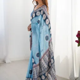 CANIZZARO Ethnic Motifs Sequinned Silk Blend Saree-picture-11