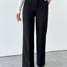 Next One Women Smart Straight Fit High-Rise Easy Wash Pleated Trousers-picture-34