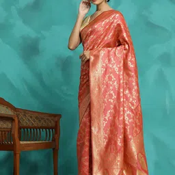 SHADOW & SAINING Woven Design ZariBanarasi Saree image 2