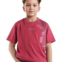 RARE ONES Boys Typography Printed Applique T-shirt-image-38