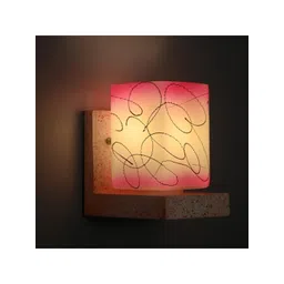 1ST TIME Pink & White Textured Wood Contemporary Square Shaped Wall Lamp-picture-47
