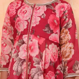 Biba Girls Floral Printed Anarkali Kurta with Palazzos & Dupatta image 2