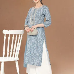 Varanga Bandhani Embroidered Keyhole Neck Gotta Patti Silk Straight Kurta-image-44