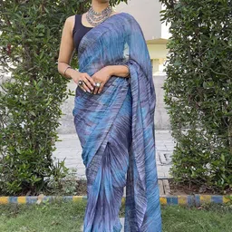 HERE&NOW Leheriya Pure Chiffon Jamdani Saree image 2